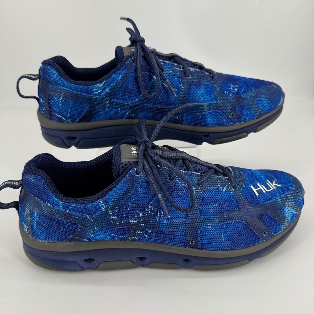 Huk Attack Performance Fishing Shoes Mens 9.5 Blue Water Camo Sneaker